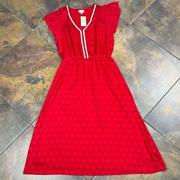 New! NWT Maison Jules V-neck Printed Flutter Dress Medium - Picture 4 of 13